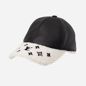 Louis Vuitton Black/White Lambskin and Shearling Baseball Cap